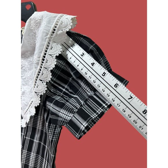 Quiansili - Girls Plaid Button Down Dresses Short Sleeve Peter Pan Collar - 5T - Picture 3 of 16